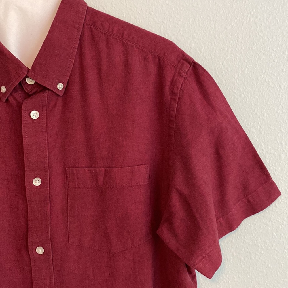 Burgundy chambray shirts sleeve button down